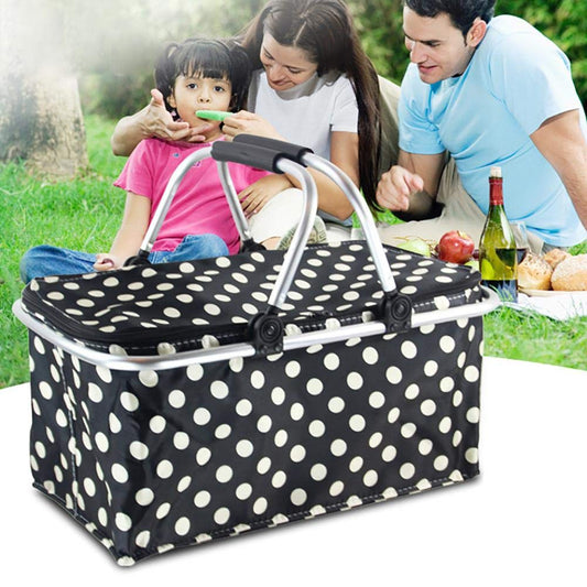 Insulated Foldable Picnic Basket 30L Insulated Bag Folding Basket with Aluminum Handle Portable Fresh-keeping Bag Beer Lunch Home Use