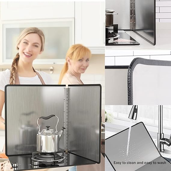 Stove Splash Guard, Folding Stainless Steel Splatter Guard