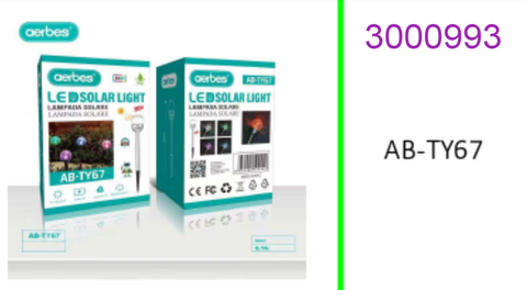 Aerbes 6 Pack Solar Powered Cracked Glass Effect Spike LED Lamp 30W RGB + White