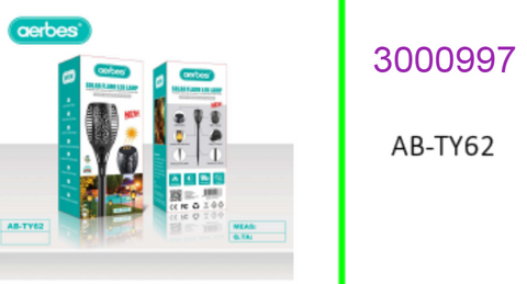 Aerbes Solar Powered Flickering Flame Torch Light 30W with 400mah Battery