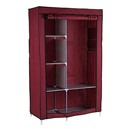 Collapsible Organizer Storage for Clothes Cupboard Closet with 5 Cabinets & 1 Long Shelves Foldable Portable Non-Woven Fabric Wardrobe for Home Bedroom