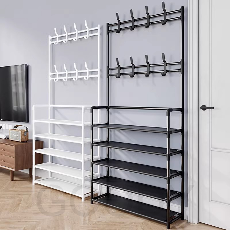 Clothes Rack Simple Drying Rack Floor Multifunctional 4/5 Tier Shoe Rack Organizer Simple Floor Coat Rack Shoe Hat Rack Bedroom hanger shoe organizer