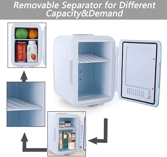 Mini Fridge, Personal Fridge Cooler and Warmer, Electric Cooler Warmer Portable Car Fridge Thermoelectric System for Home Office Car