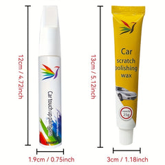 Universal Car Scratch Repair Pen for All Vehicle Models Quick Fix for Scratches in White Black Pearl White Gray Red Blue Rust Proof Touch Up Paint Pen with Scratch Remover Wax Set 1: Paint Pen + Repair Wax + Sponge + Sandpaper Set 2: