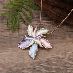1pc Handmade Enamel Double Layer Three Dimensional Five Petal Flower Pendant Women'S Fashion Necklace South European Special Exquisite Design Elegant and Noble Accessory Suitable for Daily Versatile Beach Vacation Music Festival Party Beer Festival Car