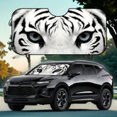 1pc Adorable Cartoon Eyes Windshield Sunshade with Tiger Stripe Design Foldable Fit for RV SUV Truck Includes 4 Suction Cups for Easy Installation Outdoor Vehicle Use Playful Car Accessory Durable Sunshade