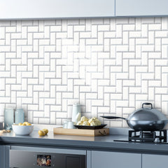 10 Pack Self Adhesive Vinyl Tile Panels Peel & Stick Waterproof Removable White/Gray/Beige/Black/Brown/Grayish White Brick Like Tiles Horizontal/Vertical/3D Look Floor & Wall Covering for Kitchen Bathroom Renters Easy Installation