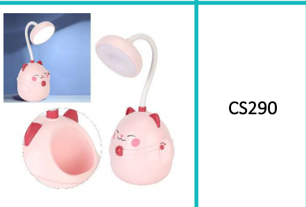 USB Rechargeable Happy Cat Table Lamp 2 Settings With Pencil Holder