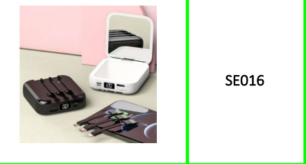 Three Line Design Power Bank 5000Mah With Mirror