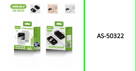 Wolulu 12000mah Power Bank Digital LED Display with Cables Attached