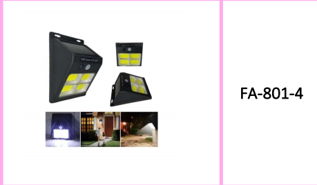 Solar Powered Motion Sensor Wall Light 4COB