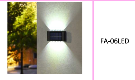 Portable Solar Powered Up and Down LED Outdoor Wall Lights 6LED White 4Pcs