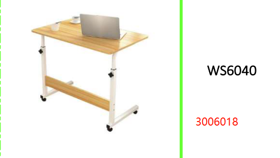 Adjustable 55cm-66cm Laptop Bedside Table Trolley Table Top 59cm x 39cm