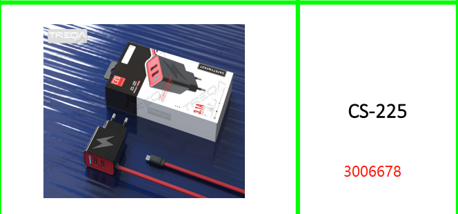 Treqa 3.1A 2 USB Plus Micro Cable Attached