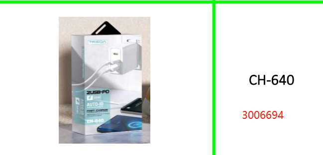 Treqa 2USB +PD 38W Fast Charger With V8 Cable