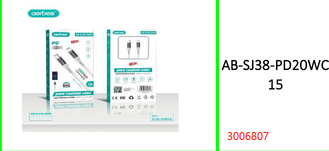 Aerbes 20W 3A PD Cable 1M