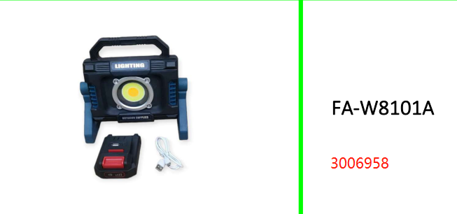 Rechargeable COB Stepless Dimming Work Light With Removeable Battery Pack