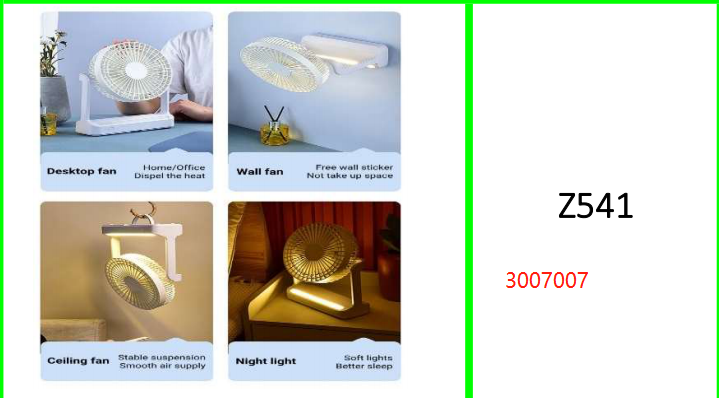 Rechargeable Multifunctional Night Light Fan