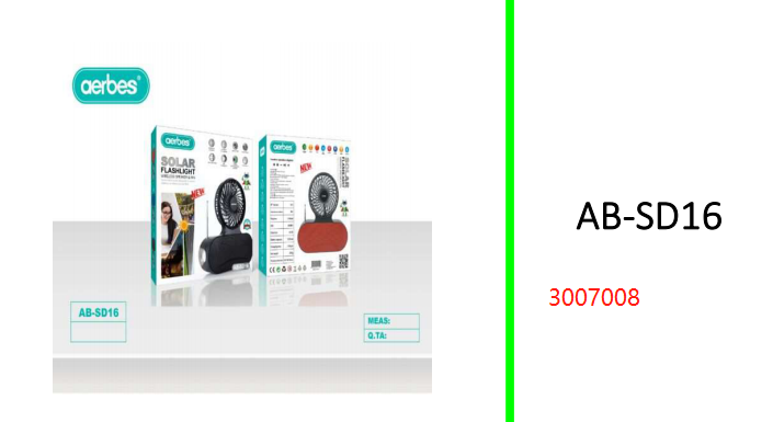 Aerbes Solar Powered Bluetooth Speaker Flashlight With Mini Fan