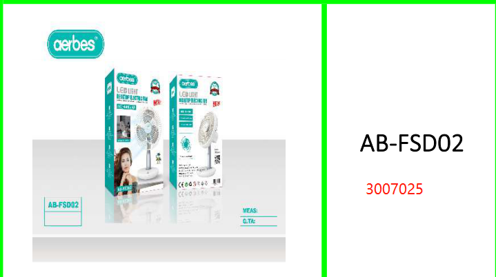 Aerbes 8" USB Rechargeable 5W Desktop Fan with LED Light. 4000mah Battery