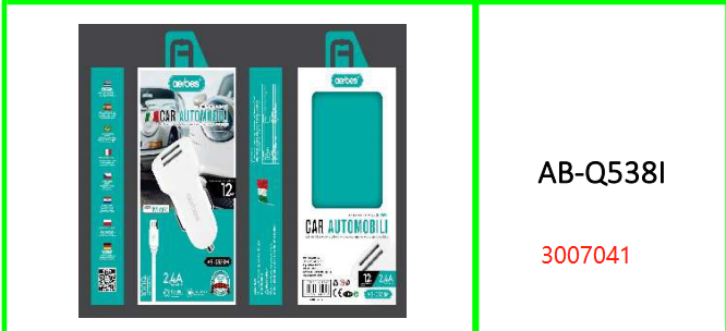 12W 2.4A Car Charger with 2 USB Port and 1M Lightning Cable