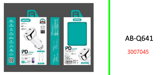 Dual PD 45W Car Charger With 1M Type C to Lightning Cable