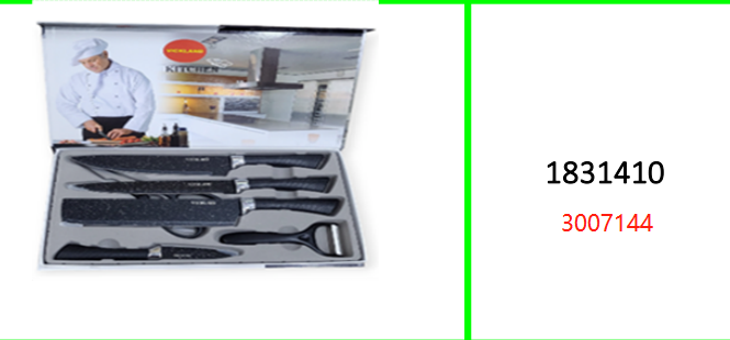 6 Pcs VICKLAND Non-Stick Black Stainless Steel Kitchen Knife Set