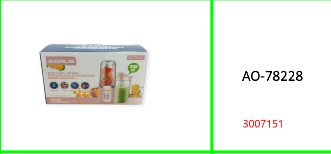 Aorlis Portable Double Cup Rechargeable Blender 300ml 40W