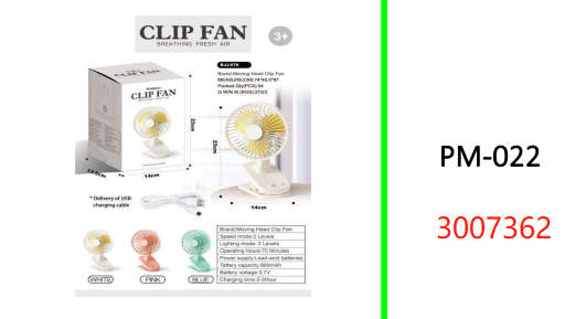 Clip On Rechargeable Moveable Head Portable Fan