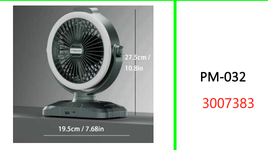 Oscillating Rechargeable Table Fan with LED Light + USB to Charge your Phone. 6000mah Battery