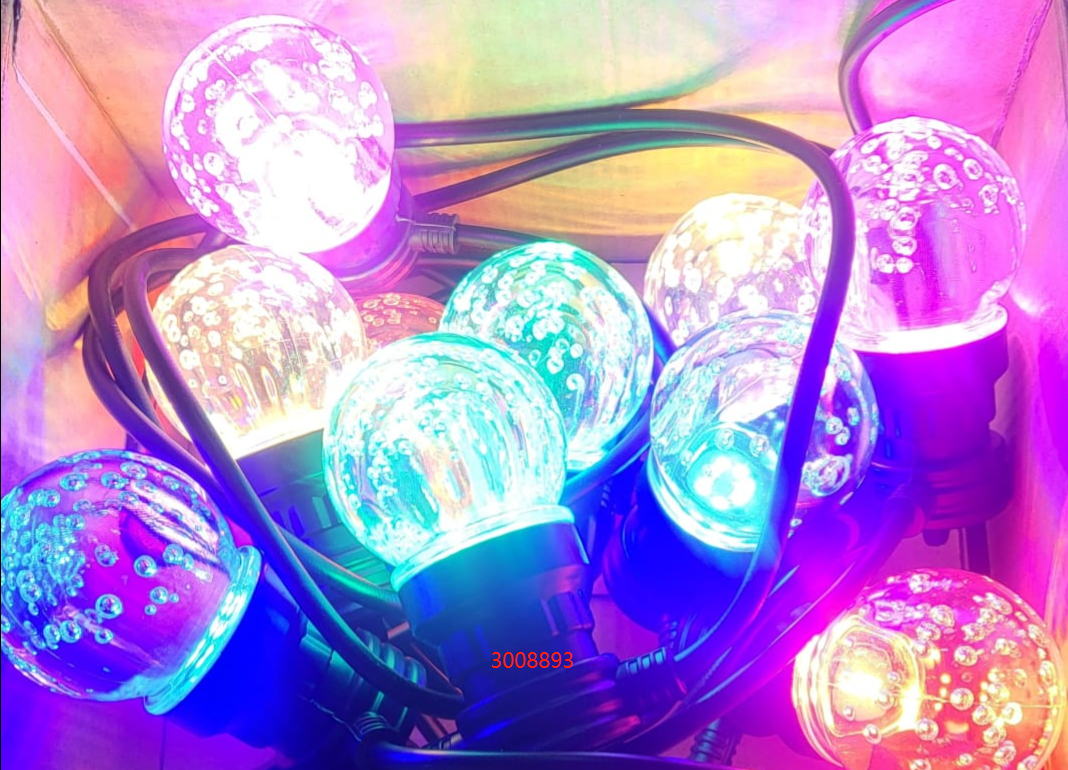 FA-604-2C RGB 10 Garden Bubble String Light With Hooks & Extension Port 220V 5M