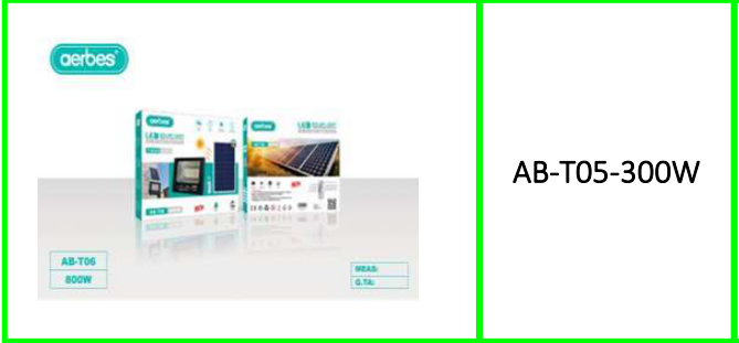 Aerbes 800LM 6500K Solar Powered Flood Light