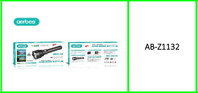 Aerbes Ultra Bright Flashlight 1300LM 10400Mah SS-T40 LED