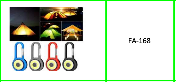 Mini COB LED Carabiner Keyring Flashlight 24PCS