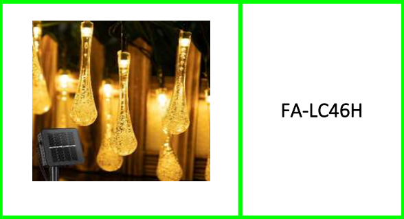 Solar Powered Water Drops String Light Warm White 5M