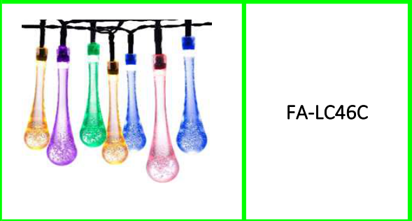 Solar Powered Water Droplet Bulb Fairy String Lights RGB