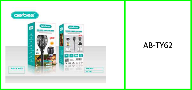 Aerbes Solar Powered Flickering Flame Torch Light 30W with 400mah Battery