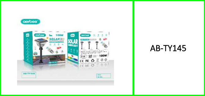 Aerbes 100W Solar Powered Garden Light RGB + White & Warm White with Remote Control 1200mah Battery