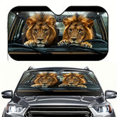1pc Lion Twins Car Windshield Sun Shade Fit Front Windows Heat Resistant Summer Sunlight Blocker with 4 Free Suction Cups Stylish Lion Design for Vehicle Interior Protection Sun Blocker for Car Window Playful Interior Accessory Heatresistant Materi