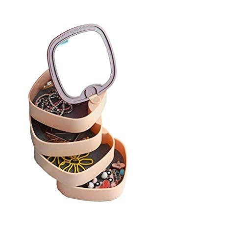MYHEART® 4-Layer Rotatable Jewelry Accessory Storage Tray with Lid for Rings Bracelets,Dressing table cosmetic Small Jewelry Box Earring Holder for Women, Jewelry Storage Box