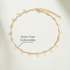 1pc Boho Simple Star Pendant Necklace for Women Elegant Clavicle Chain Versatile Jewelry for Daily Wear & Parties Ramadan Gift Iron Material Fits All Seasons