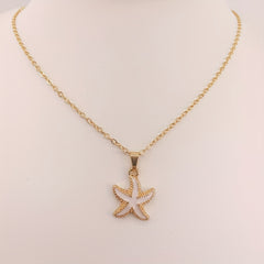 Women's Delicate Golden Tone Starfish Pendant Necklace Minimalist Beach Jewelry Everyday & Vacation Necklace for Women Birthday/Anniversary Gifts for Her Year Round Coastal Charm Chain Beach Necklace Nautical Accessory Bohemian Jewelry Fine Jewe
