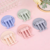3 Hook Adhesive Wall Mounted Rotating Shelf/Hook Organizer No Drill Installation Heavy Duty Plastic Pastel Pink/Blue/Green/Beige/ Grey/White Space Saving Multi Hook System for Kitchen Bathroom Room Storage ( Free) Utility Hooks