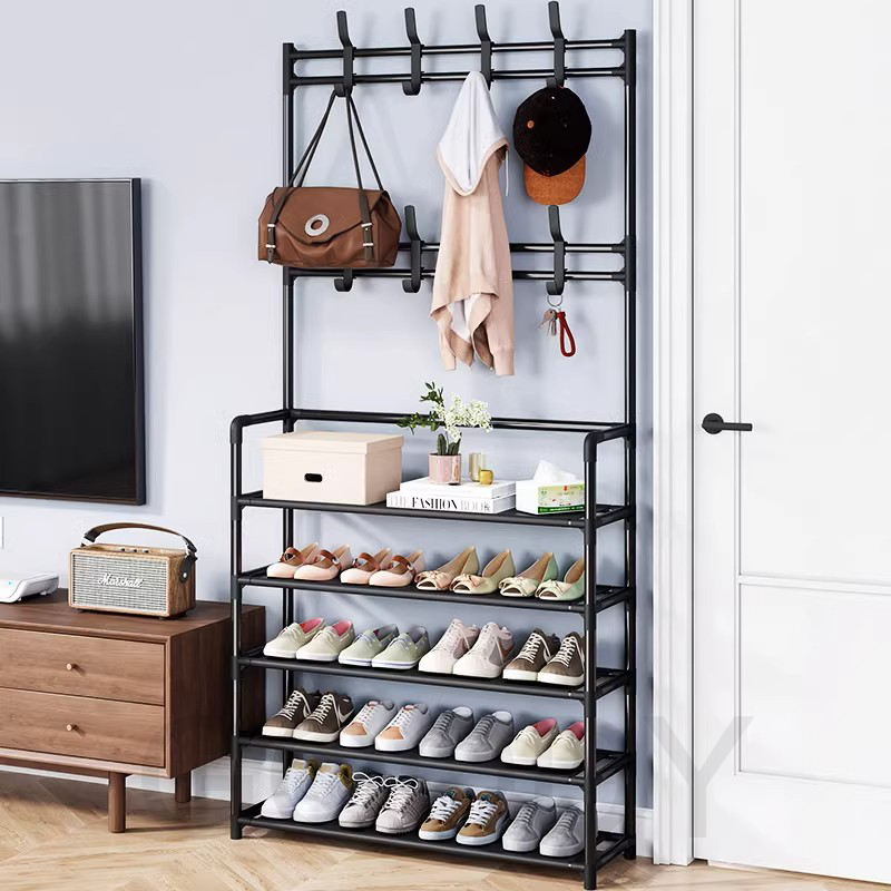 Clothes Rack Simple Drying Rack Floor Multifunctional 4/5 Tier Shoe Rack Organizer Simple Floor Coat Rack Shoe Hat Rack Bedroom hanger shoe organizer