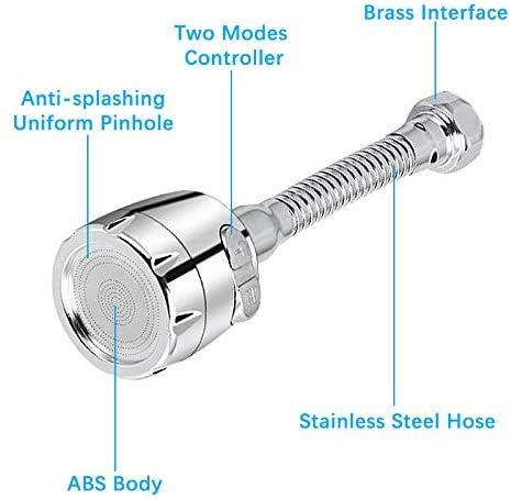 360° Swivel Tap Aerator Universal Kitchen Tap Spray Head Water Saving Tap