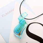 Unique Glass Artist Necklace Glaze Twisted Spiral Handmade Glass Geometric Pendant Necklace Women's Jewelry