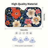 1pc Floral Harmony Car Sunshade Foldable Space Saving Design 4 Suction Cups for Easy Installation UV Protection & Heat Reduction White with Multicolor Floral Pattern for SUVs Sedans Vans Trucks Foldable Car Sun Shade Vehicle Interior Cooler Decora