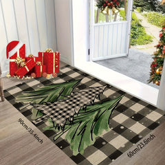 1Pc Christmas Tree Doormat Non Slip Backing Machine Washable