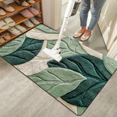 1Pc Spring Green Leaf Pattern Flannel Door Mat 100%