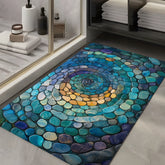 1Pc Abstract Blue Spiral Mosaic Bathroom Mat Non Slip